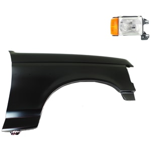 Front Fender Right Passenger for Ford F-150/F-250/F-350 1987-1991, Primed (Ready to Paint), 2-Piece Kit, with Headlight Replacement
