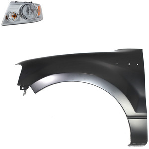 Headlight Assembly Kit for 2004-2008 Ford F-150 Left Driver, Halogen Light, with Fender, 2-Piece Kit, Replacement