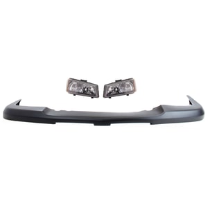 Headlight Assembly for 2003-2007 Chevrolet Silverado 1500, Right Passenger and Left Driver Side, Halogen, 3-Piece Kit with Bumper Cover, Replacement