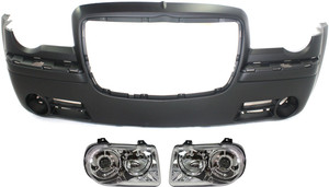 Front Bumper Cover for Chrysler Chrysler 300, Years 2005-2010, 3-Piece Kit with Headlights, Replacement