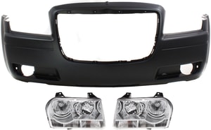 Front Bumper Cover for Chrysler Chrysler 300, 2005-2008, 3-Piece Kit with Headlights, Replacement