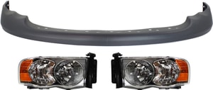 Headlight Assembly Kit for Dodge Full Size Pickup 2002-2005, Right Passenger and Left Driver, Halogen, 3-Piece Kit, with Valance, Replacement