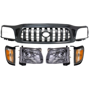 5-Piece Grille Kit for Toyota Tacoma 2001-2004 with Corner Lights and Headlights Replacement