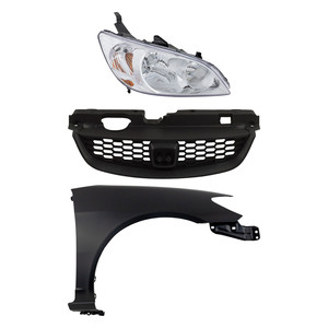 Right Passenger Headlight for Honda Civic 2004-2005, includes Lens and Housing, Halogen, 3-Piece Kit with Fender and Grille - Replacement