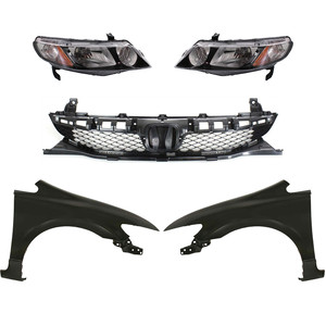 Headlight Kit for 2009-2011 Honda Civic, Right Passenger and Left Driver, Lens and Housing, Halogen, 5-Piece with Fenders and Grille Assembly Replacement