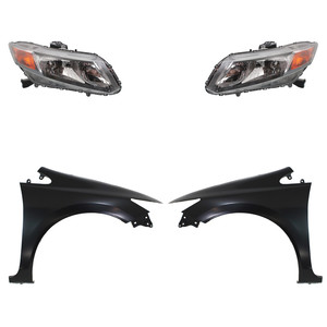 Headlight Assembly Kit for 2012 - 2012 Honda Civic, Right Passenger and Left Driver, Halogen, 4-Piece Set, with Fenders, Replacement