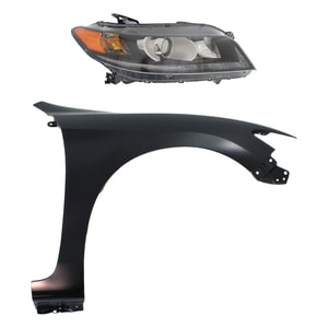 Headlight Assembly Kit for 2013-2015 Honda Accord, Right Passenger Side, Halogen, 2-Piece with Fender, Replacement