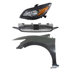 Front Fender for Honda Civic 2014-2015 Left Driver, Primed (Ready to Paint), 3-Piece Kit with Grille and Headlight Replacement