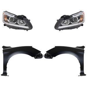 Headlight Assembly Kit for 2016-2017 Honda Accord, Right Passenger and Left Driver, Halogen, 4-Piece with Fenders, Replacement