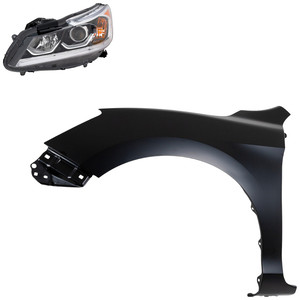 Headlight Assembly Kit for 2016-2017 Honda Accord, Left Driver Side, Halogen, 2-Piece Kit, with Fender Replacement
