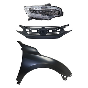 Headlight Assembly Kit for Honda Civic 2016-2018, Right Passenger Side, LED, 3-Piece Kit with Fender and Grille Assembly Replacement