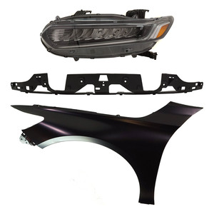 Headlight Assembly Kit for Honda Accord 2018-2020, Left Driver Side, LED, 3-Piece Set with Fender and Grille Assembly, Replacement