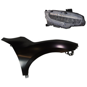 Headlight Assembly LED 2-Piece Kit for 2019 Honda Civic Right Passenger with Fender, Replacement