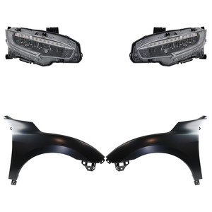 Headlight Assembly for Honda Civic 2020, Right Passenger and Left Driver LED, 4-Piece Kit with Fenders - Replacement