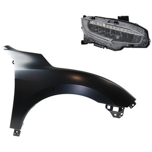 LED Headlight Assembly for Honda Civic 2020-2020, Right Passenger Side, 2-Piece Kit with Fender, Replacement