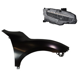 LED Headlight Assembly Kit for 2020 Honda Civic Right Passenger, 2-Piece with Fender, Replacement