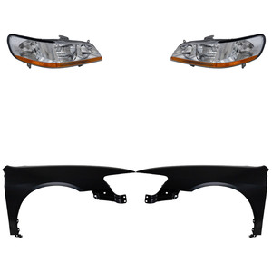 Headlight Kit for 1998-2000 Honda Accord, Right Passenger and Left Driver, Lens and Housing, Halogen, 4-Piece with Fenders, Replacement