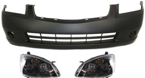 Headlight with Lens and Housing Kit for 2005-2006 Nissan Altima, Right Passenger and Left Driver, Xenon, 3-Piece with Bumper Cover, Replacement