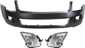 Headlight Assembly Kit for Ford Fusion 2006-2009 with Right Passenger and Left Driver Halogen, 3-Piece Kit including Bumper Cover Replacement