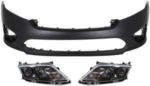 Front Bumper Cover 3-Piece Kit with Headlights for 2010-2012 Fusion, Replacement