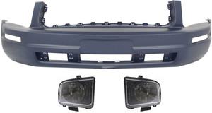 Headlight Assembly Kit for 2005-2006 Ford Mustang, Right Passenger and Left Driver, Halogen, 3-Piece kit with Bumper Cover, Replacement 