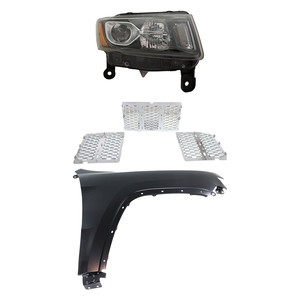 Headlight Assembly Kit for 2014-2016 Jeep Grand Cherokee, Right Passenger Side, Halogen, 3-Piece Kit with Fender and Grille Assembly Replacement