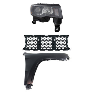 Headlight Assembly for JEEP GRAND CHEROKEE 2017-2021, Right Passenger, 3-Piece Kit, Halogen, with Fender and Grille Assembly, Replacement