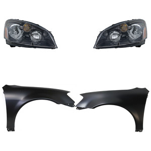Headlight Assembly Kit for 2005-2006 Nissan Altima, Includes Right Passenger and Left Driver Halogen Lights, 4-Piece Kit with Fenders, Replacement