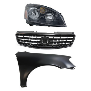 Headlight Assembly for 2005-2006 Nissan Altima, Right Passenger Side, Halogen, 3-Piece Kit with Fender and Grille Assembly - Replacement