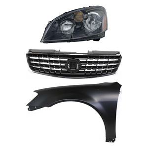 Headlight Assembly for 2005-2006 Nissan Altima, Left Driver Side, Halogen, 3-Piece Kit, Includes Fender and Grille Assembly, Replacement