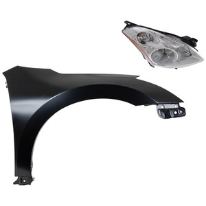 Headlight Kit for 2010-2012 Nissan Altima Right Passenger Side, Lens and Housing, Xenon Light, 2-Piece Set, with Fender, Replacement