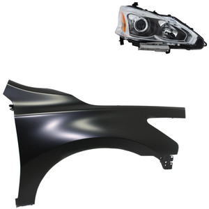 Headlight Assembly Kit for Nissan Altima 2013-2015, Right Passenger Side, Halogen, 2-Piece, with Fender Replacement 