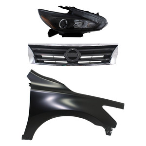 Headlight Assembly Kit for Nissan Altima 2013-2015, Right Passenger Side, LED, 3-Piece Kit, Includes Fender and Grille Assembly, Replacement