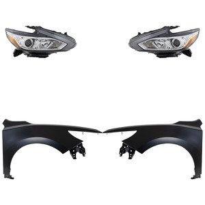 Headlight Assembly Kit for 2016-2018 Nissan Altima, Right Passenger and Left Driver, Halogen, 4-Piece Kit, with Fenders, Replacement