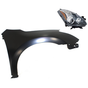 Front Fender Right Passenger for Nissan Altima 2010-2013, Primed (Ready to Paint), 2-Piece Kit with Headlight, Replacement