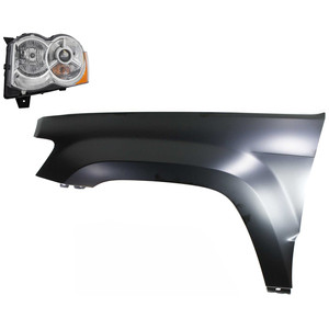 Headlight Kit for Jeep Grand Cherokee 2008-2009, Left Driver Side, Lens and Housing, Xenon, 2-Piece, with Fender Replacement