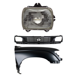Front Fender Right Passenger for 1995-1996 Toyota Tacoma, Primed (Ready to Paint), 3-Piece Kit with Grille and Headlight, Replacement