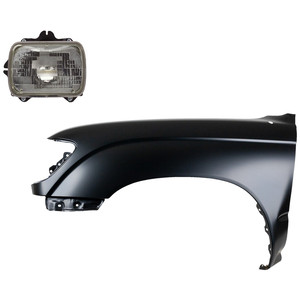 Front Fender Kit for Toyota Tacoma 1995-1997, Left Driver, Primed (Ready to Paint), 2-Piece with Headlight, Replacement