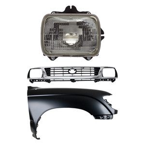 Front Fender Kit for 1995-1996 Toyota Tacoma Right Passenger Side, Primed (Ready to Paint), 3-Piece with Grille and Headlight Replacement