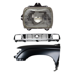 Front Fender for 1995-1996 Toyota Tacoma Left Driver, 3-Piece Kit, Primed (Ready to Paint), with Grille and Headlight Replacement