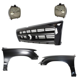 Front Fender Kit for 1997 Toyota Tacoma, Right Passenger and Left Driver, Primed (Ready to Paint), 5-Piece with Grille and Headlight Replacement