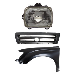 Front Fender Kit for 1997 Toyota Tacoma, Left Driver Side, Primed (Ready to Paint), 3-Piece Set with Grille and Headlight Replacement