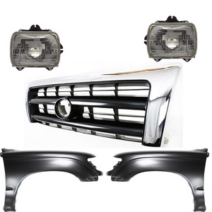 Front Fender Kit for 1997-1997 Toyota Tacoma, Right Passenger and Left Driver, Primed (Ready to Paint), 5-Piece Set with Grille and Headlights, Replacement