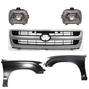 Front Fender Kit for 1997 Toyota Tacoma, Right Passenger and Left Driver, 5-Piece Set, Primed (Ready to Paint), with Grille and Headlights, Replacement 