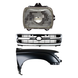 Front Fender Kit for 1997-1997 Toyota Tacoma, Right Passenger Side, Primed (Ready to Paint), 3-Piece Set with Grille and Headlight, Replacement