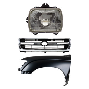 Front Fender Kit for 1997 Toyota Tacoma, Left Driver Side, Primed (Ready to Paint), 3-Piece Set with Grille and Headlight, Replacement