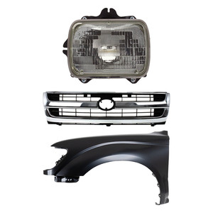 Front Fender for 1997-1997 Toyota Tacoma, Left Driver Side, Primed (Ready to Paint), 3-Piece Kit with Grille and Headlight, Replacement