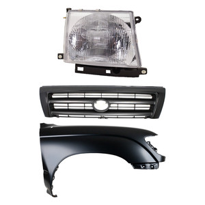 Front Fender Kit for Toyota Tacoma 1997-2000, Right Passenger Side, Primed (Ready to Paint), 3-Piece Kit with Grille and Headlight Replacement