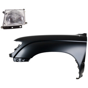 Front Fender Kit for 1997-2000 Toyota Tacoma, Left Driver Side, Primed (Ready to Paint), 2-Piece Kit with Headlight Replacement