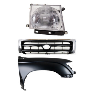 Front Fender Right Passenger for 1997-2000 Toyota Tacoma, Primed (Ready to Paint), 3-Piece Kit with Grille and Headlight Replacement